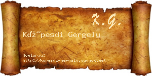 Köpesdi Gergely névjegykártya